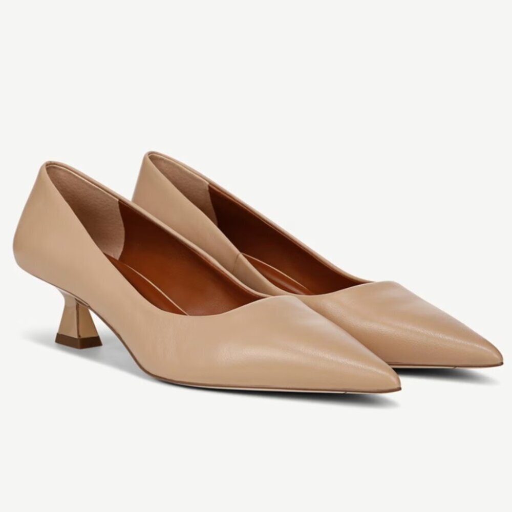 Franco Sarto Diva Low Heel Pump In Nude Leather